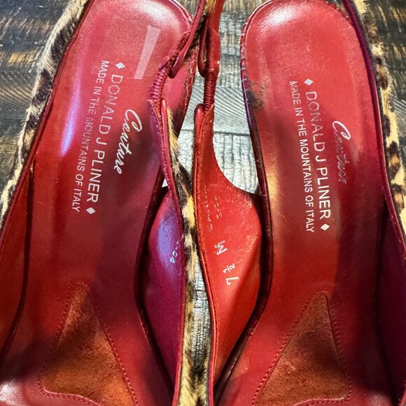 DONALD PLINER Leopard Pony Hair Slings - Size 7 1/2 M - Picture 3 of 6